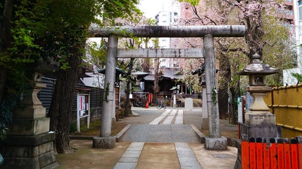 社殿正面?にある鳥居正面の風景