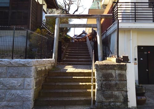 境内横にある鳥居正面の風景
