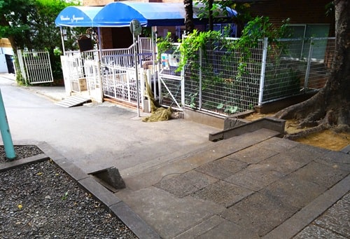 手水舎の前にある入り口の風景